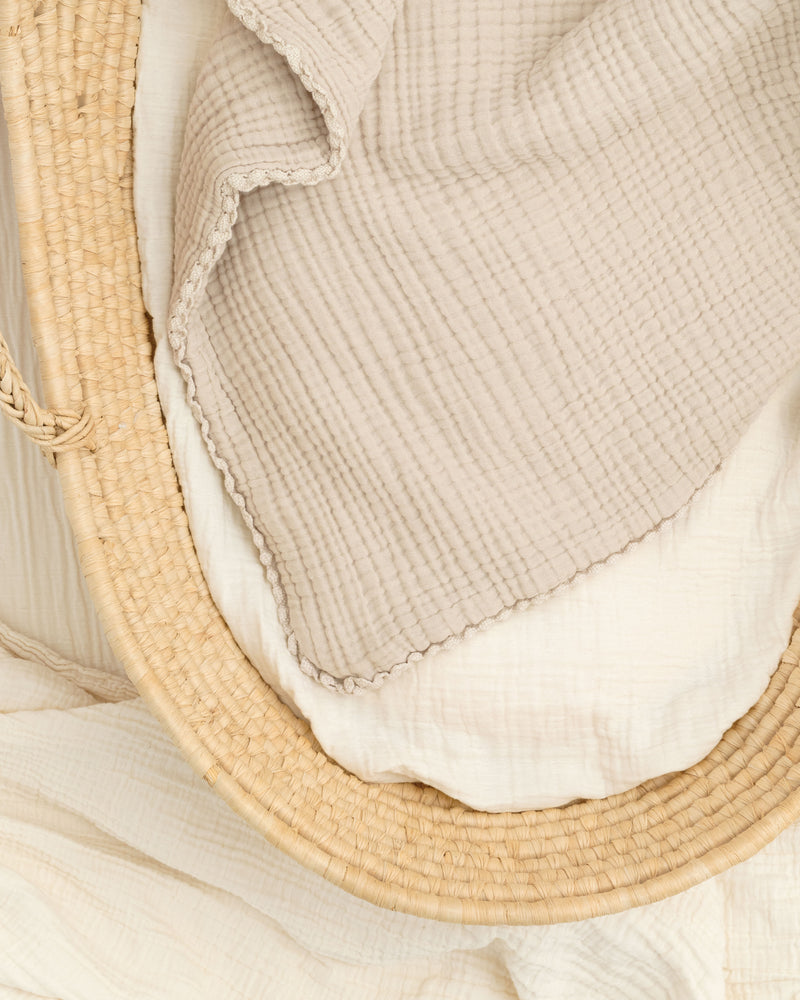 lace baby blanket / garment dyed