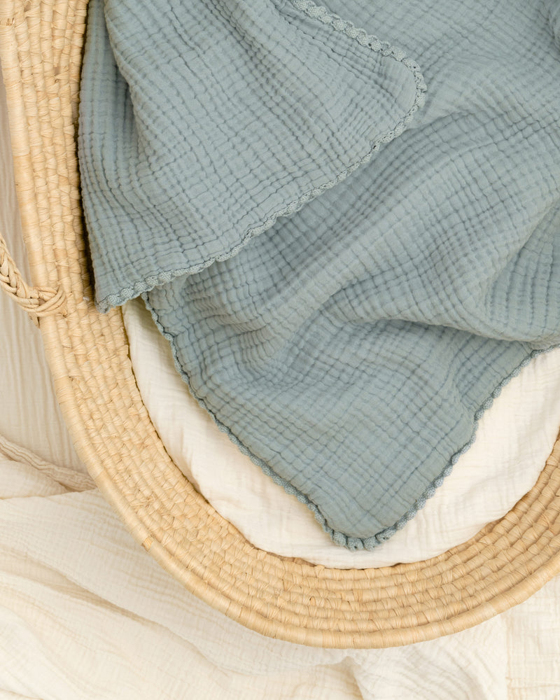 lace baby blanket / garment dyed