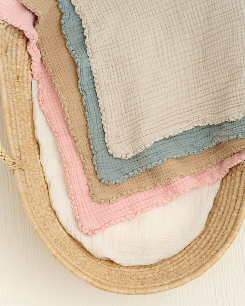 lace baby blanket / garment dyed