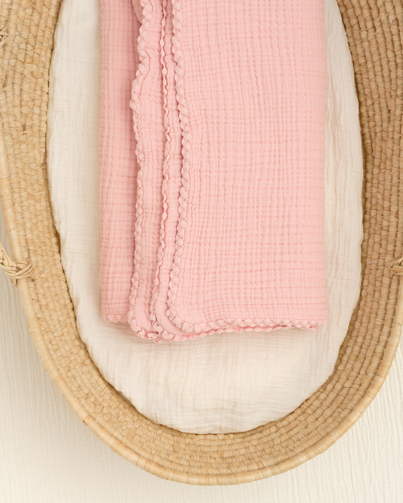 lace baby blanket / garment dyed
