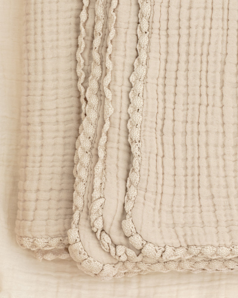 lace baby blanket / garment dyed