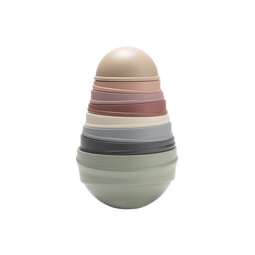 Stack of colorful, stacked ceramic bowls on a white background