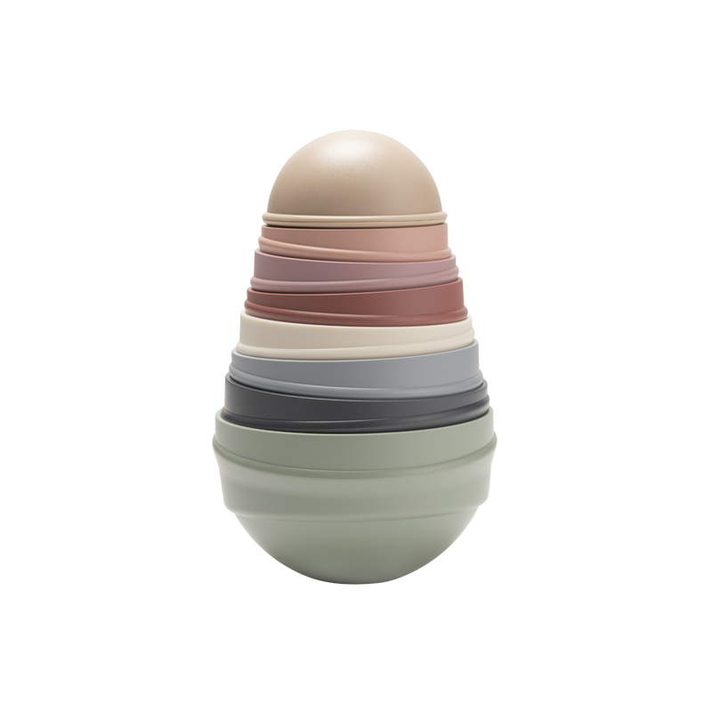 Stack of colorful, stacked ceramic bowls on a white background