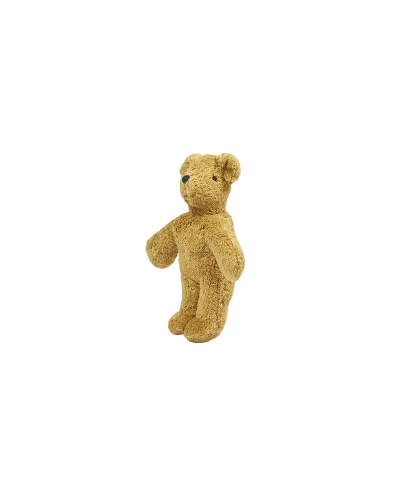 Brown teddy bear on a white background
