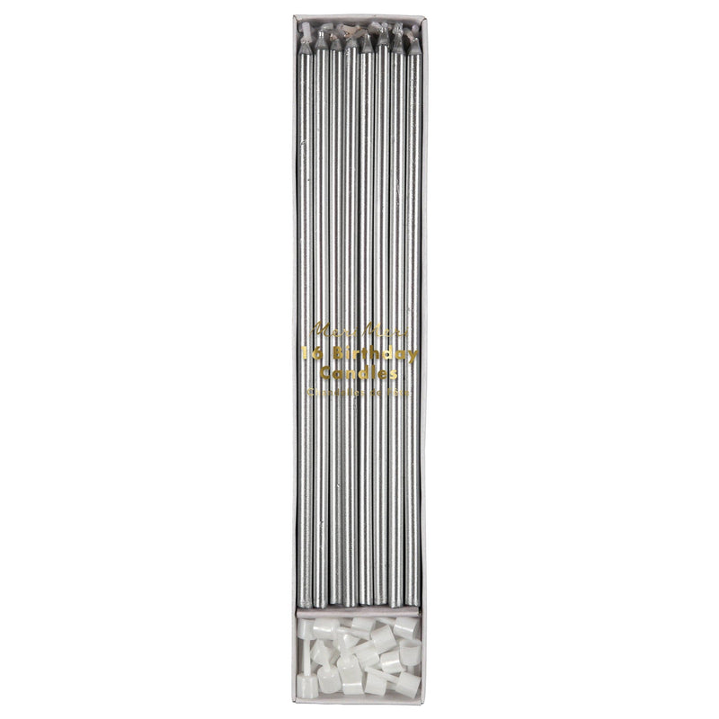 silver long candles