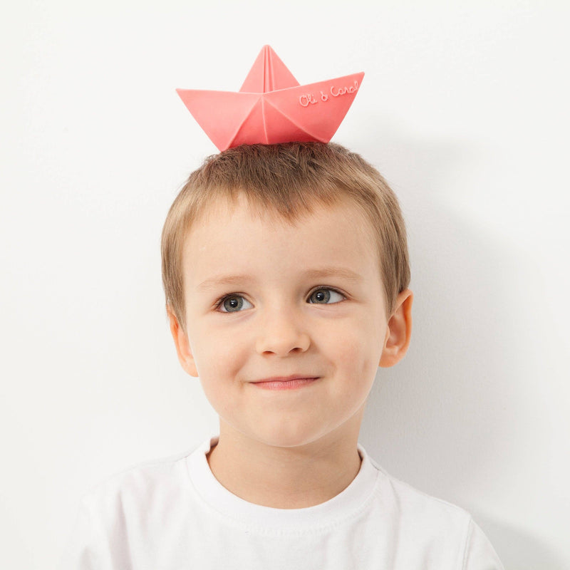 origami boat bath toy / pink