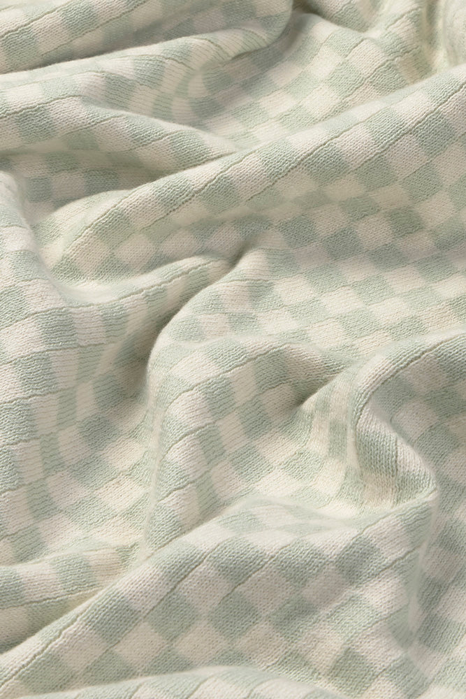 knitted blanket tiles / blue sage