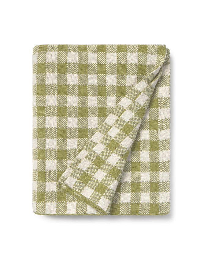 knitted crib blanket vichy / matcha