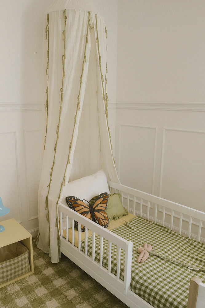 knitted crib blanket vichy / matcha