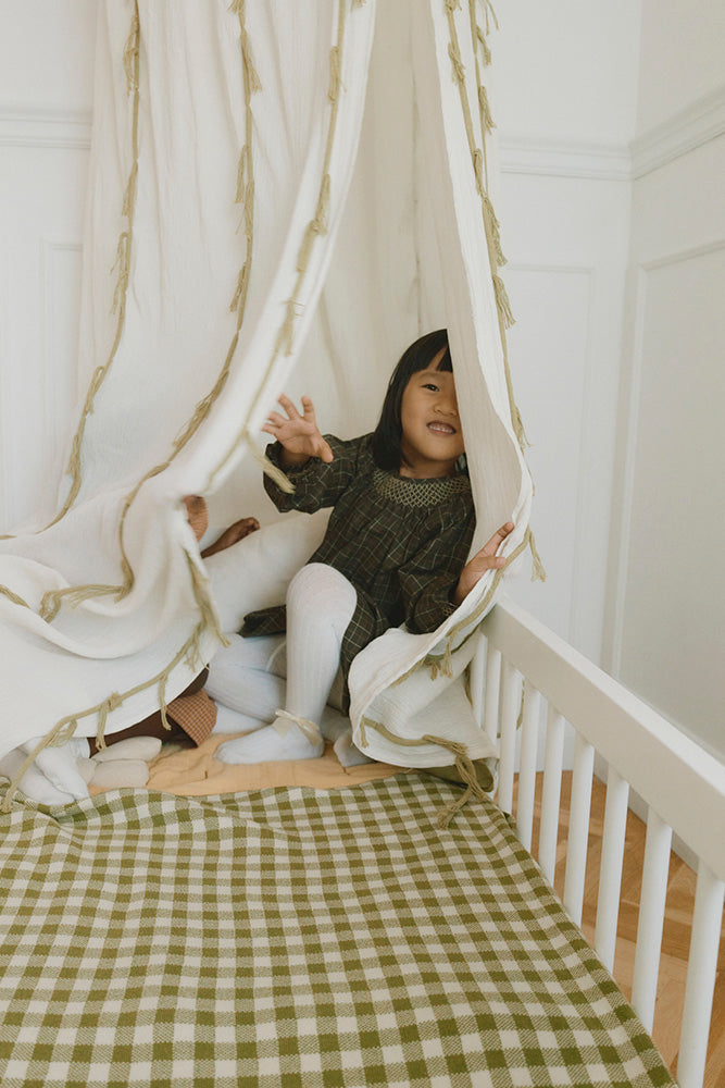 knitted crib blanket vichy / matcha