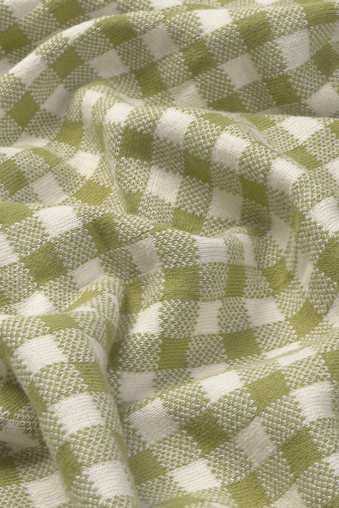 knitted crib blanket vichy / matcha