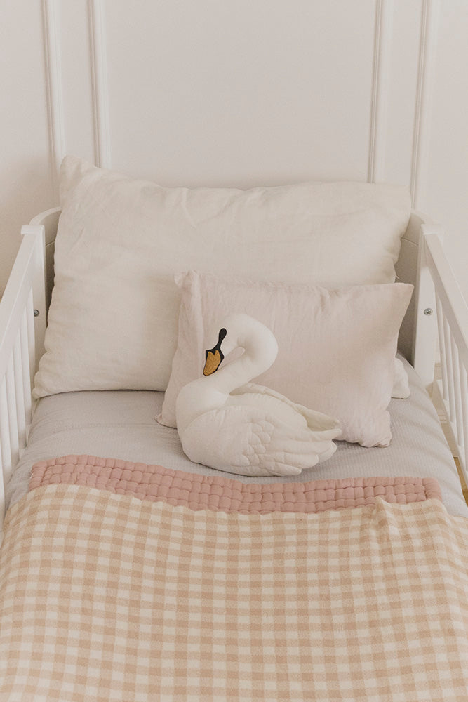 knitted crib blanket vichy / rose