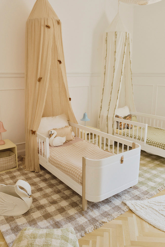 knitted crib blanket vichy / rose