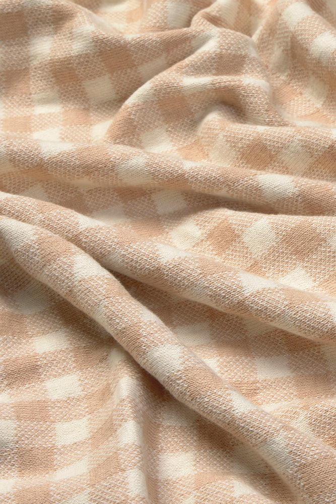knitted crib blanket vichy / rose