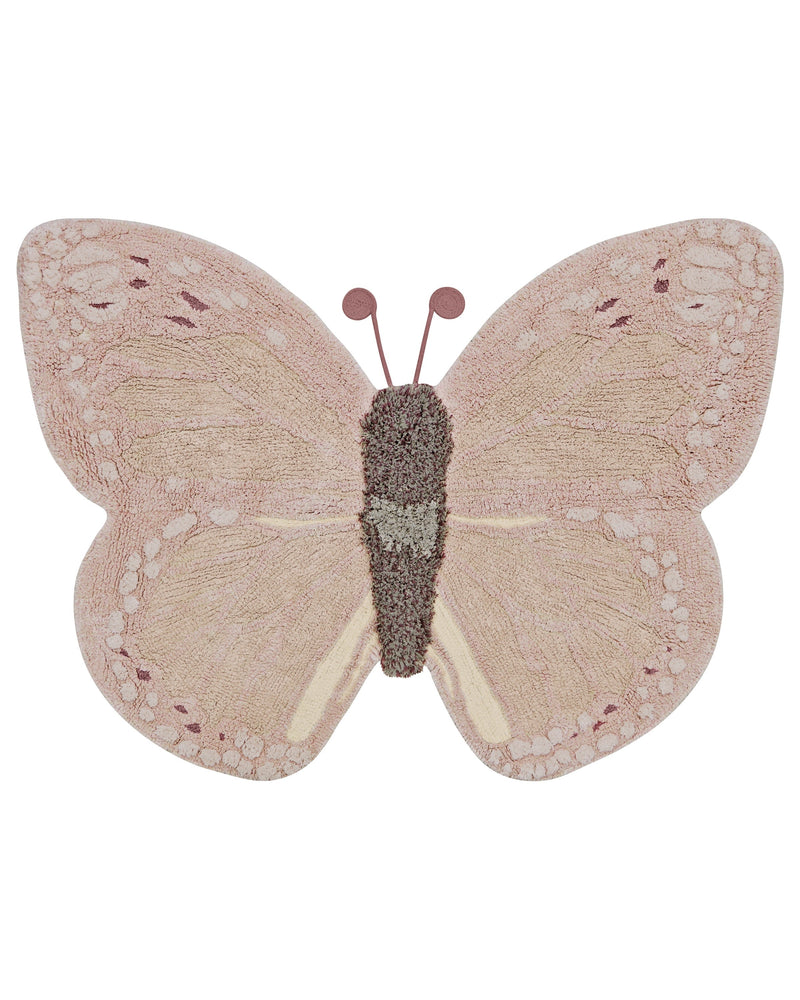 Butterfly-shaped decorative item with a textured surface on a white background